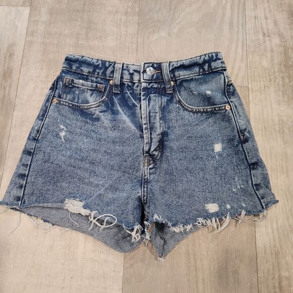 Lot of 2 WILD FABLE Women's High Rise Size 0 Cut Off Jean Shorts School Mom - Picture 8 of 12